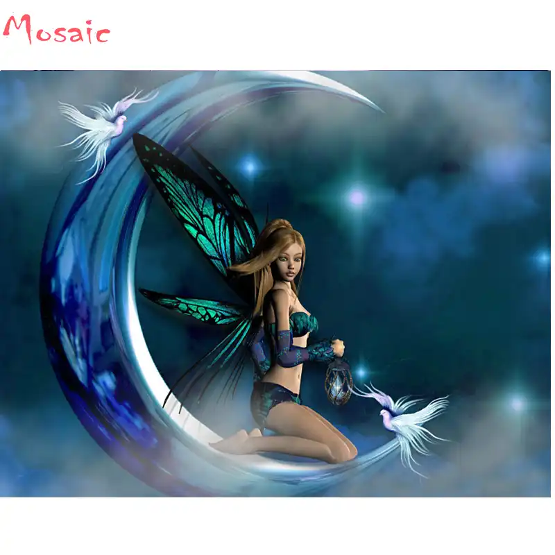 Wall//Door Art Decor Bedroom Running Cartoon Butterfly Fairy Full Drill Cinhent 5D Diamond Painting Embroidery Rhinestone Pasted DIY Cross Stitch Home Living Room 25 /× 30CM Gift