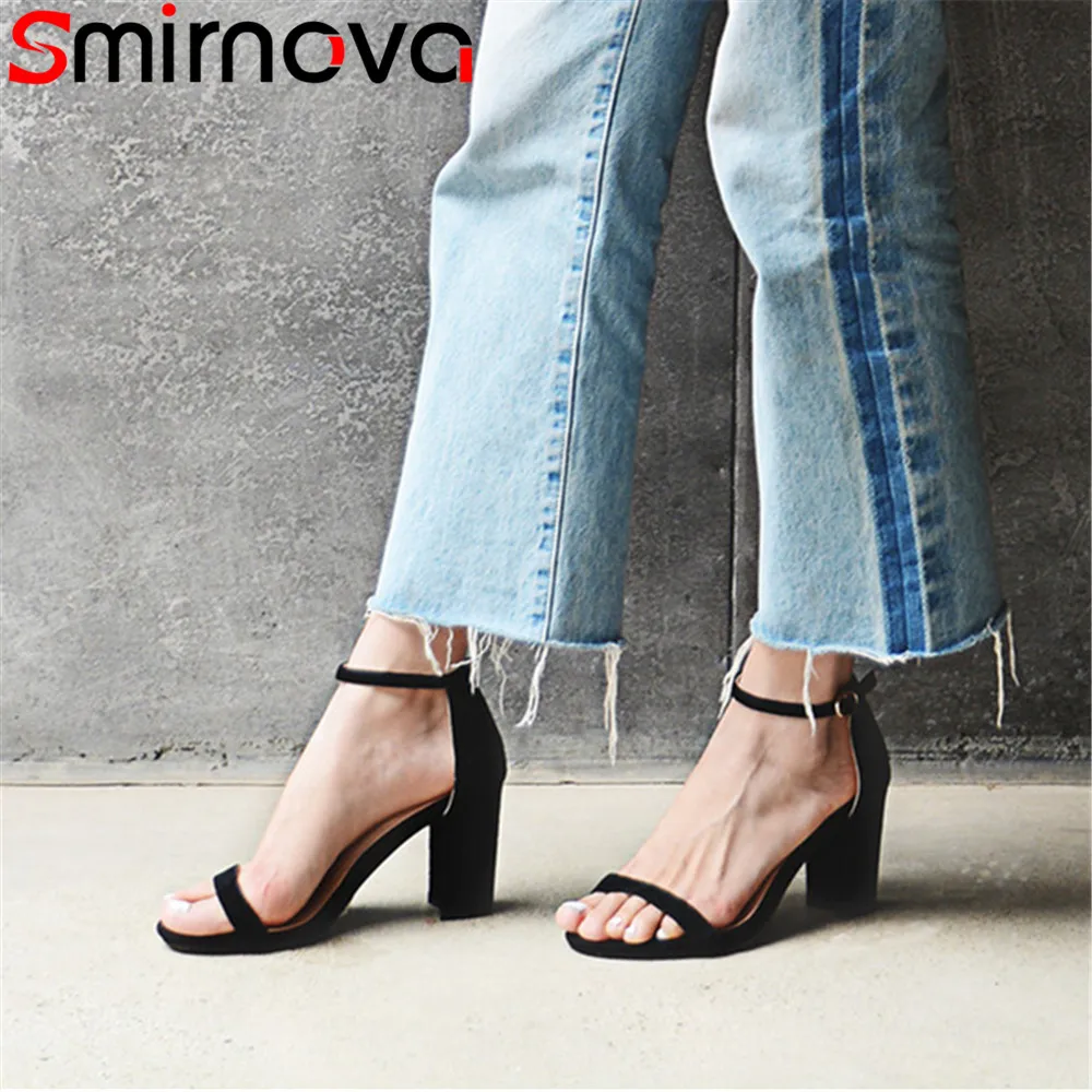 

Smirnova buckle thick heel high heels shoes 2018 summer new arrive sandals women elegant prom wedding shoes