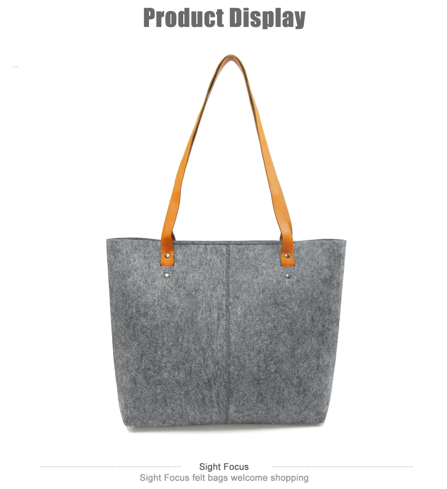 Sight Focus Large Grey Felt Shoulder Bags Lady Tote Per Shoulder Bags Lady Felt Tote Per
