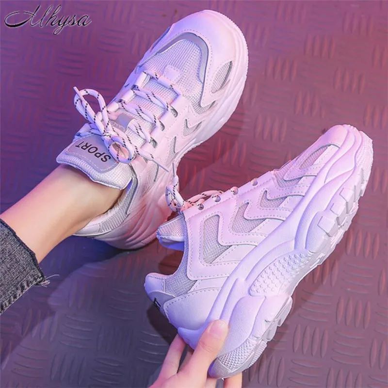

Mhysa 2019 Women's Chunky Sneakers Fashion Women Platform Shoes Lace Up Vulcanize Shoes Womens Female Trainers Dad Shoes T195