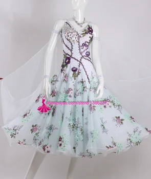 

Standard Ballroom Dresses White Color High Quality Stage Show Tango Waltz Flamenco Ballroom Competition Dance Dress
