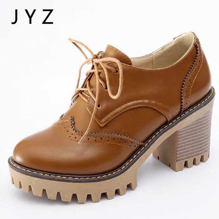 

2018 New Fashion Womens Platform Pumps Lace Up Brogue Shoes High Heels Lady Size 40 41 42 43 aa0953