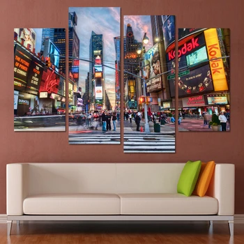 

Fashion Abstract New York Buildings Oil Painting Color City Pictures Landscape Canvas Set Modern Wall Art Decoration