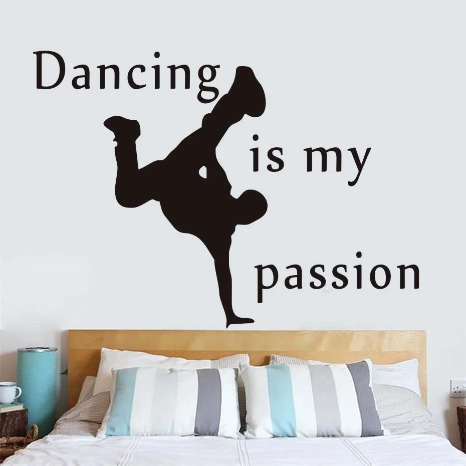 Us 4 95 20 Off Dancing Is My Passion Wall Sticker Dancer Silhouette Bedroom Living Room Removable Vinyl Art Mural Silhouette Decoration Black In