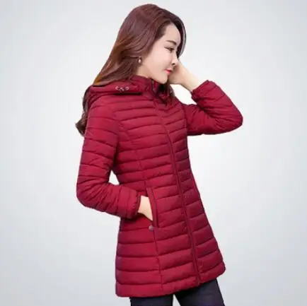 Rihschpiece зимняя длинная парка размера плюс 6XL Женская куртка с хлопковой подкладкой теплая куртка с капюшоном плотная одежда черное пальто RZF1518 - Цвет: Красный