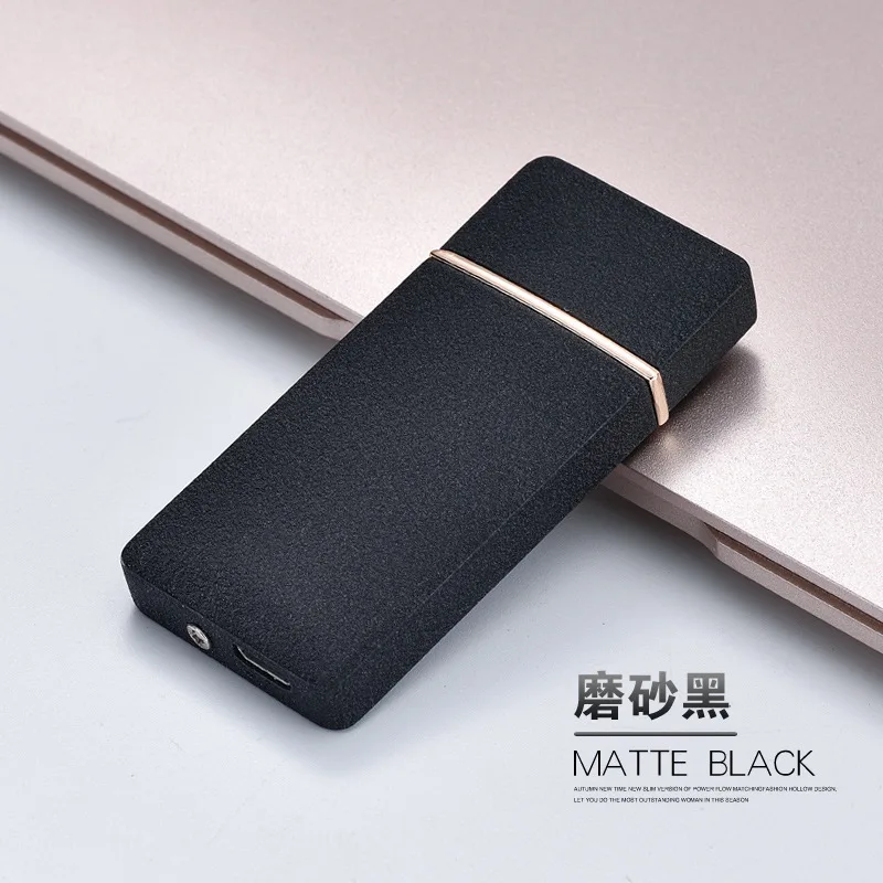 Оригинальность металла двухсторонний точечный детектор дыма Usb зарядка электрическая зажигалка мужской подарок - Цвет: black