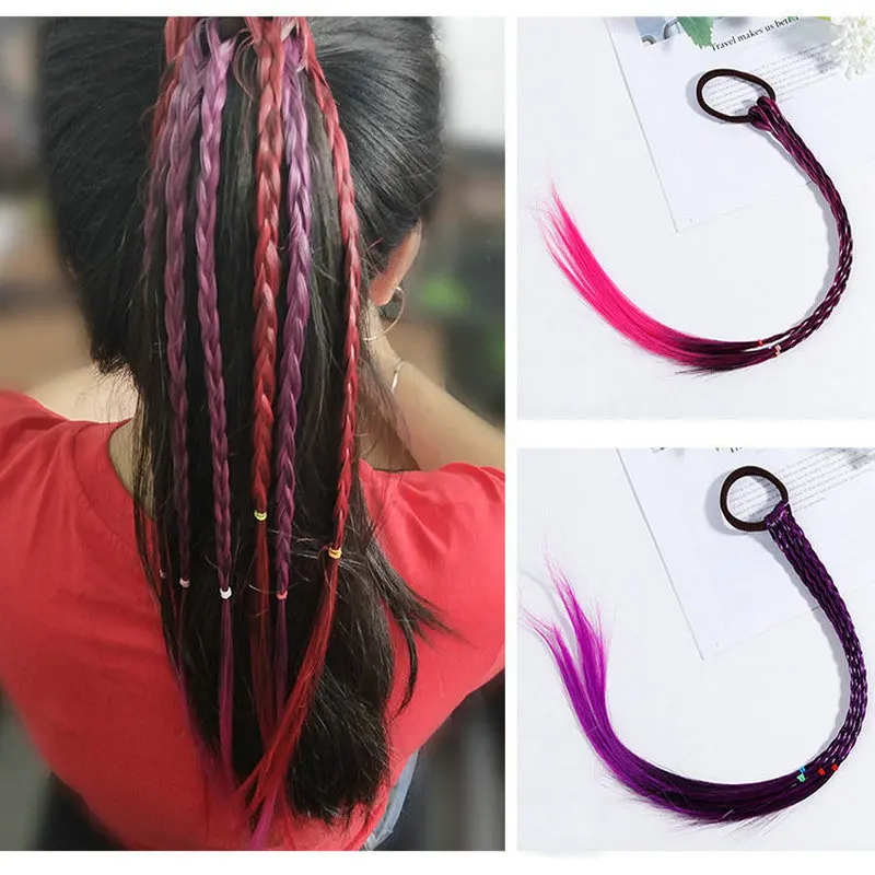 

Women Ladies Braided Synthetic Hair Plaited Plait Elastic Headband Hairband Wig Vogue Cool Colorful Artificial Braids Sheadline