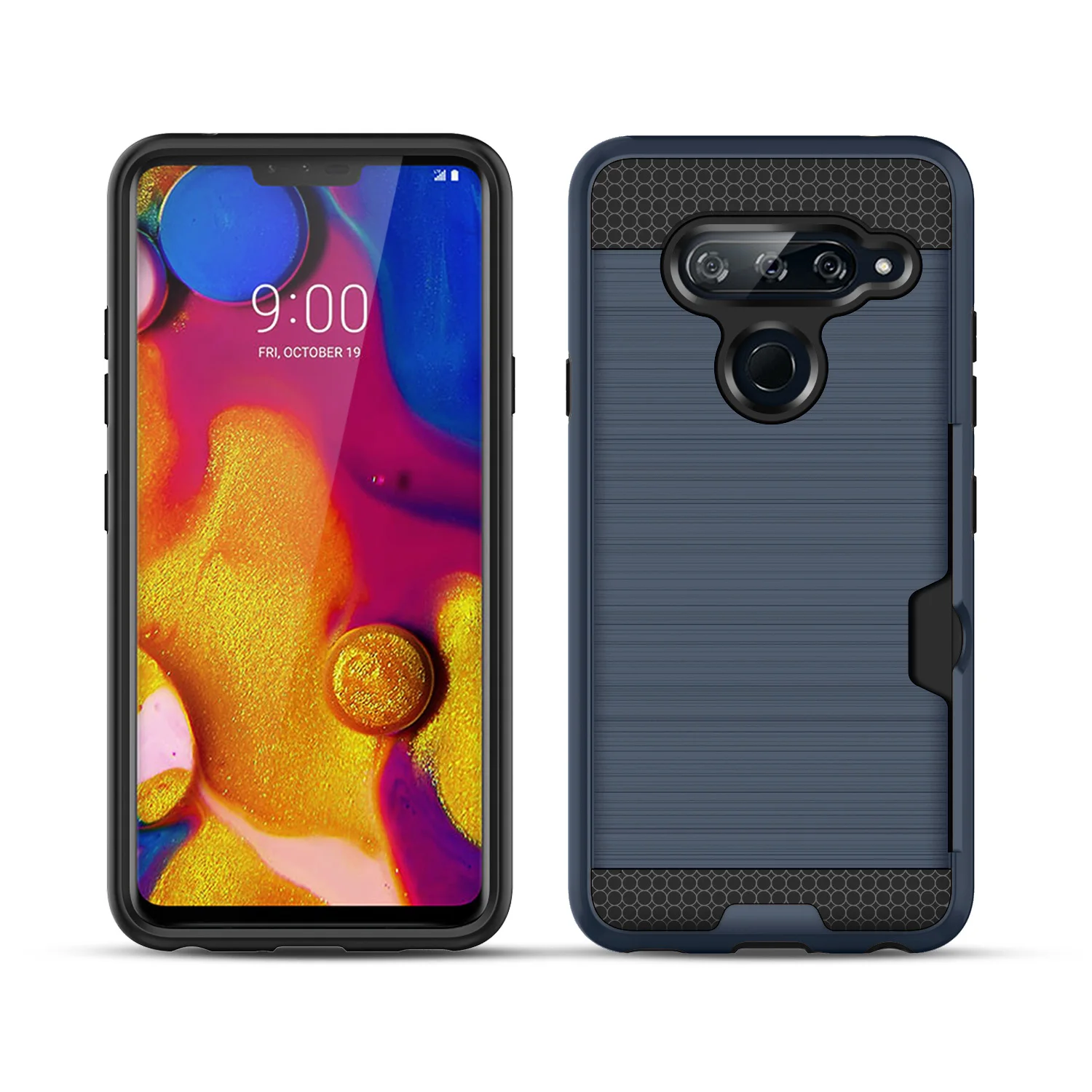 

HATOLY Case For LG V40 ThinQ Brushed Armor Silicone Rubber Hard Phone Cover for LG V40 ThinQ V 40 V405 with Card Slot 6.4"