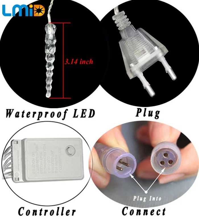 LMID 2 м* 0,6 м 60 Светодиодный s Сосулька Светодиодный светильник-гирлянда теплый белый Сказочный светильник праздничный светильник для вечерние рождественские гирлянды свадебные украшения