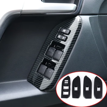 

For Toyota Land Cruiser Prado FJ150 2010-2018 ABS Carbon fiber pattern Window Lift Regulator Cover Trim Car Styling 4pcs