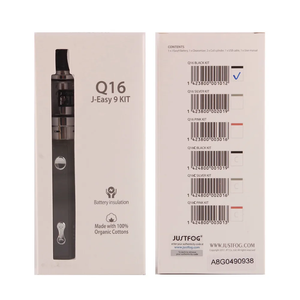 Original Justfog Q16 Starter Kit 900mah Battery Mod & 2ml Elektronik Sigara Clearomizer Tank & 5pcs Q16 Coil Vape pen Vapor Kit