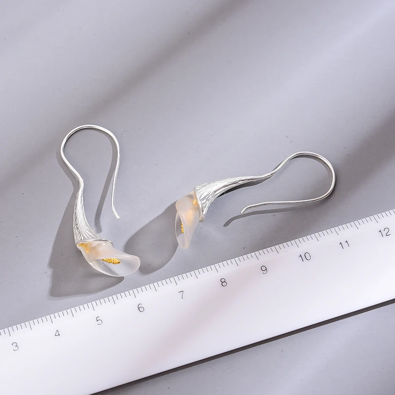 Lotus Fun Real 925 Sterling Silver Natural Handmade Designer Fine Jewelry Calla Lily Flower Dangle Earrings for Women Bijoux - Image 6