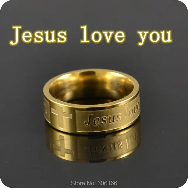 NEW 12x Jesus love you18k Gold Plated Cross Stainless Steel Rings Men s Comfort Fit Ring