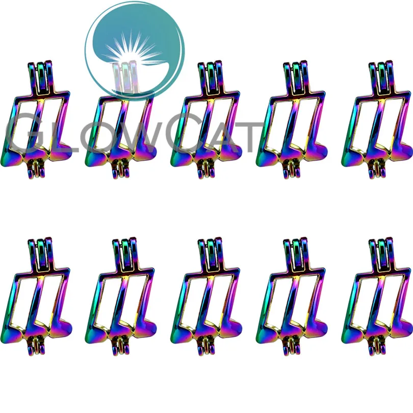 

10x C754 Rainbow Colors Music Note Stone Beads Cage Jewelry Making Essential Oil Diffuser Pearl Cage Locket Pendant
