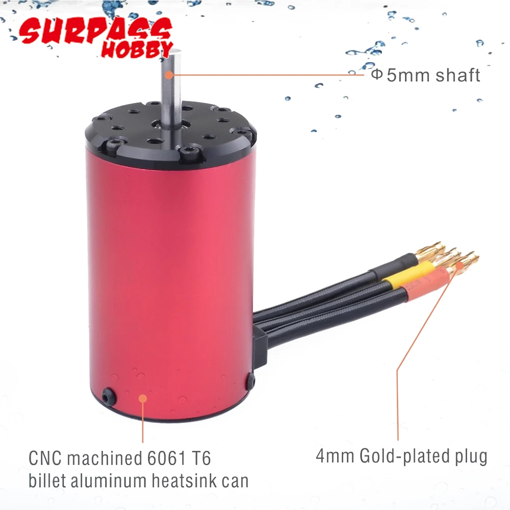 SURPASSHOBBY 4068 2050KV/2650KV водонепроницаемый бесщеточный двигатель с 120A/150A ESC для 1/8 RC