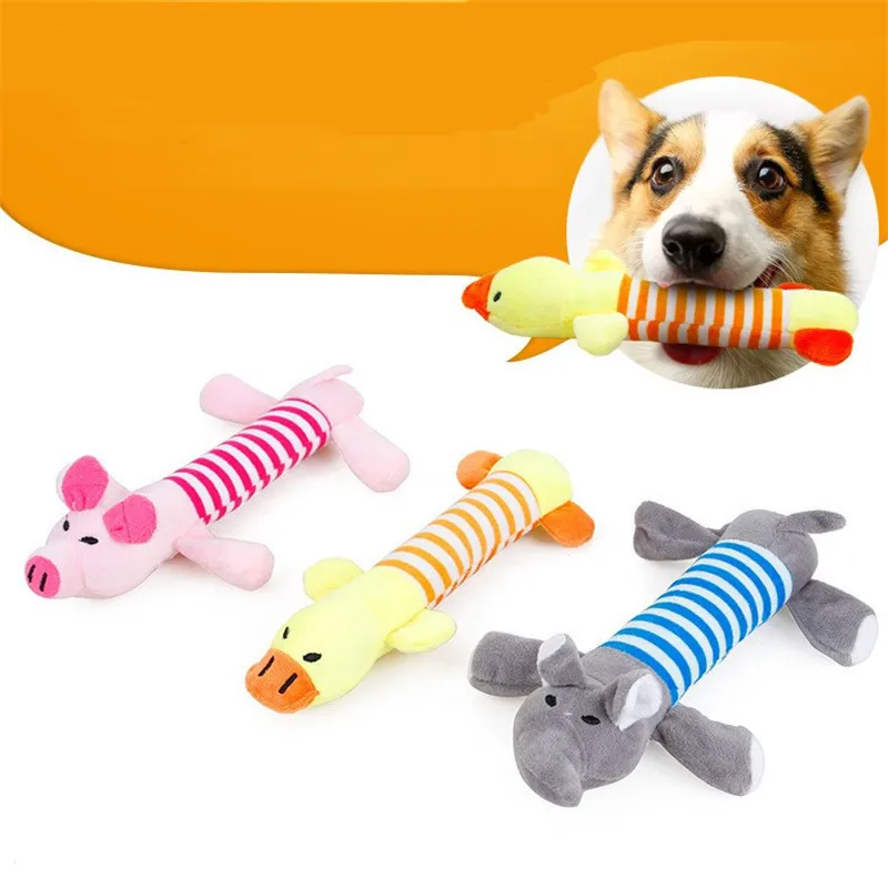 

1PC Dog Toy Plush Dog Toy Pet Chew Toy Sound Squeak Duck Stuffed Pig And Cute Elephant Peluche Pour Chien