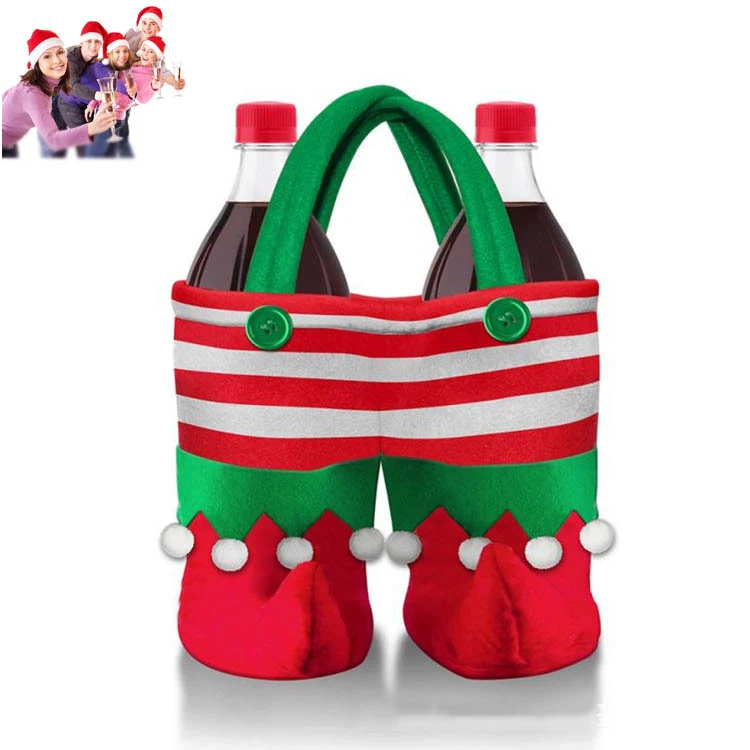 1pcs/lot Lovely Christmas Decoration Supplies Cola wine Elf Bag Creative Home Party Candy Gift Bags |