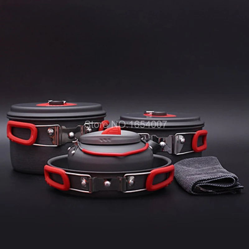 Alocs nuevo portátil al aire libre senderismo camping Cook Utensilios de cocina hervidor pan pot Set 3-4 personas 7 unids Sets Trajes sets de sartenes y ollas cw-c06s