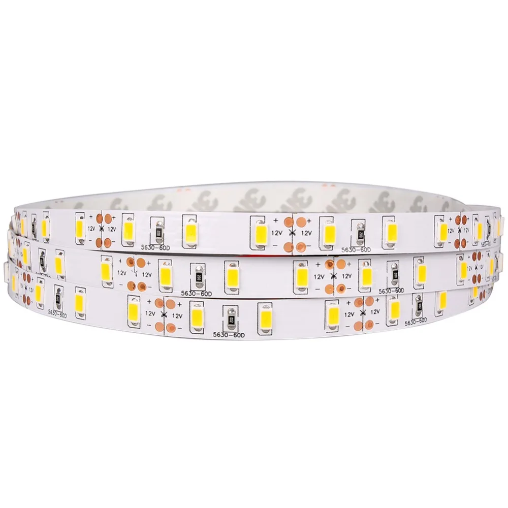 Светодиодная лента 5630 SMD 5 м 300 светодиодов неводонепроницаемая с адаптером
