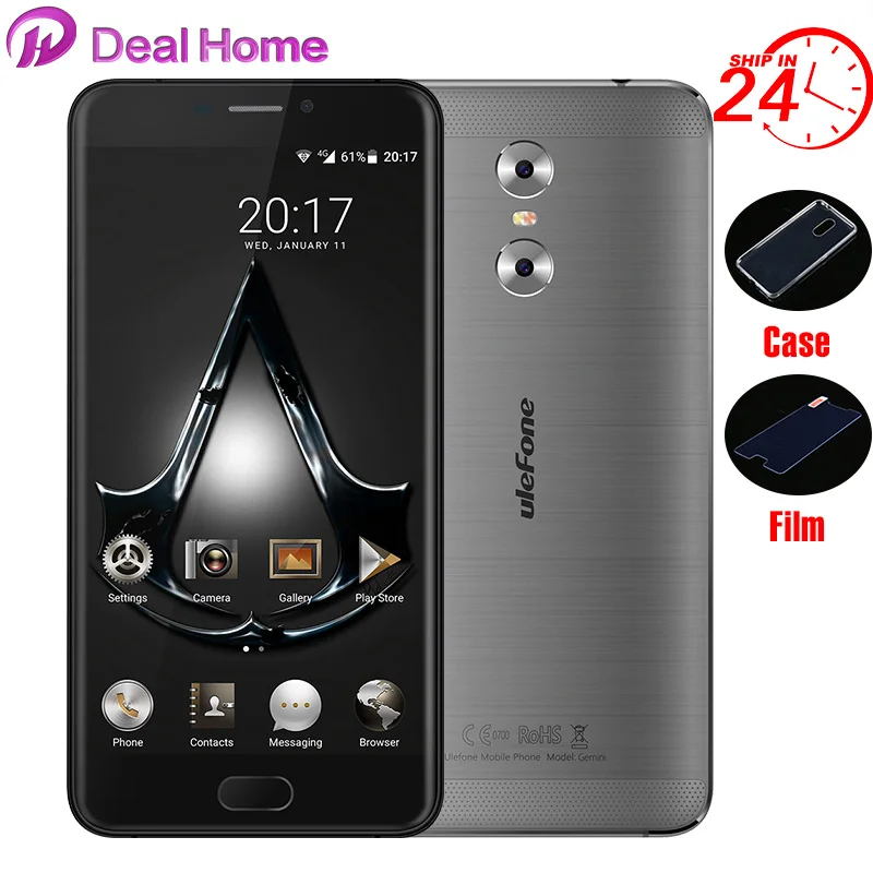 bilder für Fall + glas) geschenke! lOriginal Ulefone Gemini Dual Rückseite Kameras 5,5 "FHD 3G + 32G MT6737T Vorder Touch ID Metall Unibody 4G Smartphone bilder für Fall + glas) geschenke! lOriginal Ulefone Gemini Dual Rückseite Kameras 5,5 "FHD 3G + 32G MT6737T Vorder Touch ID Metall Unibody 4G Smartphone