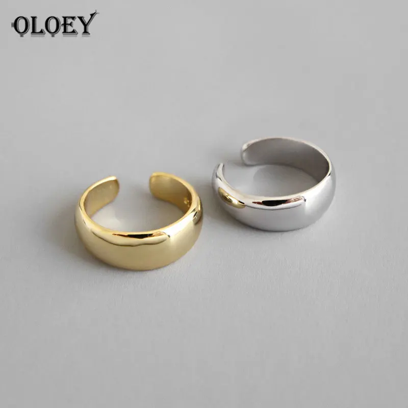 

OLOEY 1 PC Genuine 925 Sterling Silver Ear Clip on Earrings INS Minimalist Geometric Smooth Clip Earring without Piercing YME518