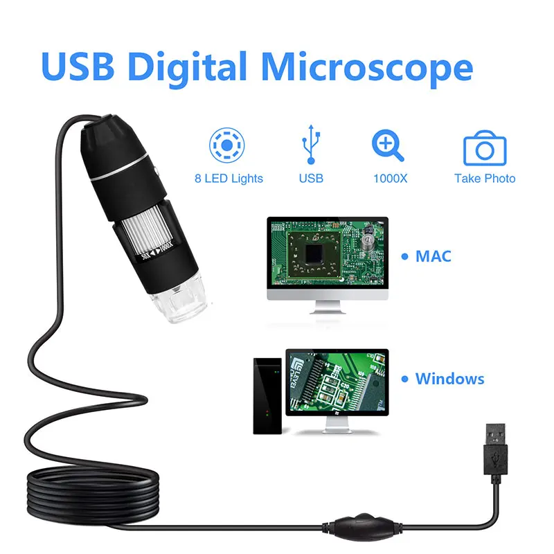 Digital Microscope Endoscope Durable Black ABS Photos Real-Time Video Inspection Camera Computers | Инструменты