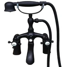 

Black Oil Rubbed Bronze Bath Clawfoot Tub Mixer Tap Faucet Hand Shower Double Cross Handles Deck Mounted mtf511