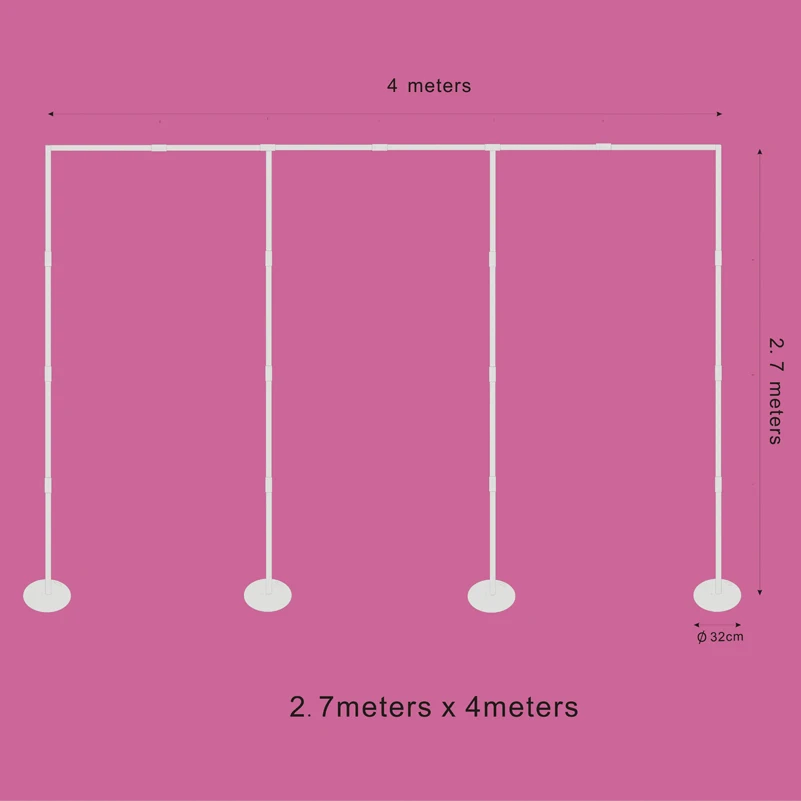 2,7x4 м/3x4,5 М Рамка для свадебных декораций фоновая настенная подставка, воздушные шары арки, вечерние принадлежности, занавески, фоновая стойка