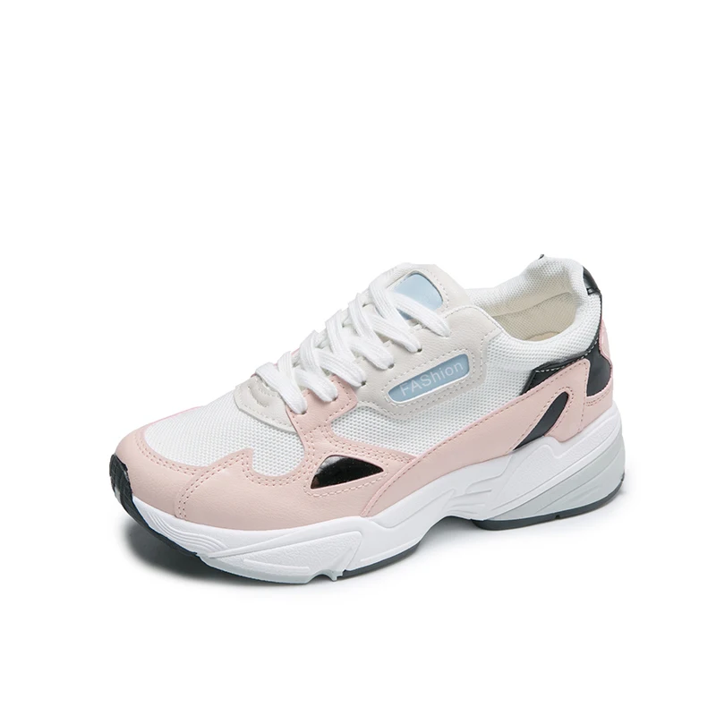 Sneakers for Women New Comfortable Shoe Breathable ShoesWhite Platform Sneakers Women Vulcanize Shoes White Women Sneakers - Color: White pink