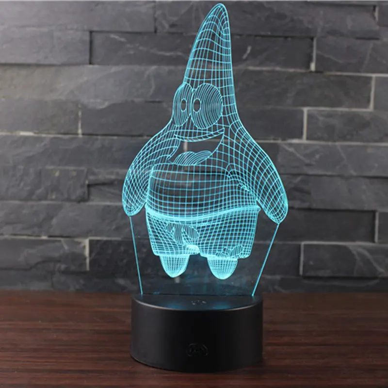 Патрик Звездная тема 3D светодиодный лампа светодиодный ночник 7 цветов Изменение сенсорного настроения лампа Рождественский подарок