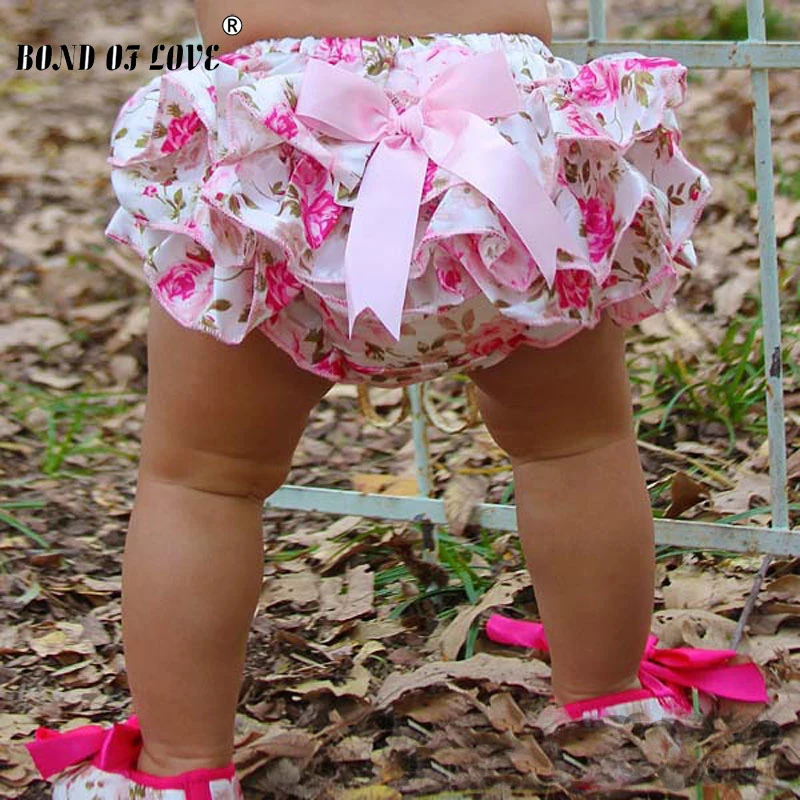Culottes En Satin Pour Bebe Fille Vetements Pour Bebe Couvre Couche A Volants Motif Floral Avec Nœud En Soie Culottes Bouffantes 3 Couleurs Aliexpress