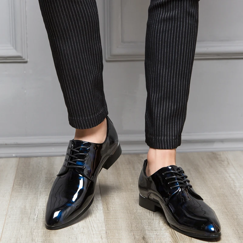 Pie Caballeros Encaje Señaló Boda Los vino Real Negocios Mocasines Gris Pista Vestir Cuero Tinto Pisos Del Lujo 2019 azul Dedo Zapatos Hombres De p4Yapq