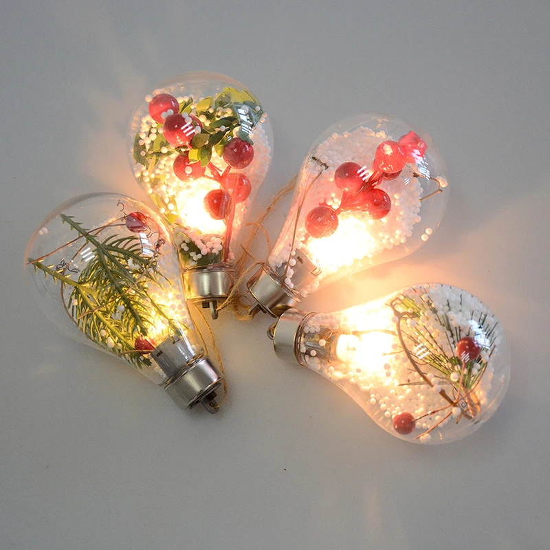 Christmas LED Night Light Bulb Shape Hemp Rope Hanging Home Decor Lamp Christmas Tree Party Wedding 4 Styles