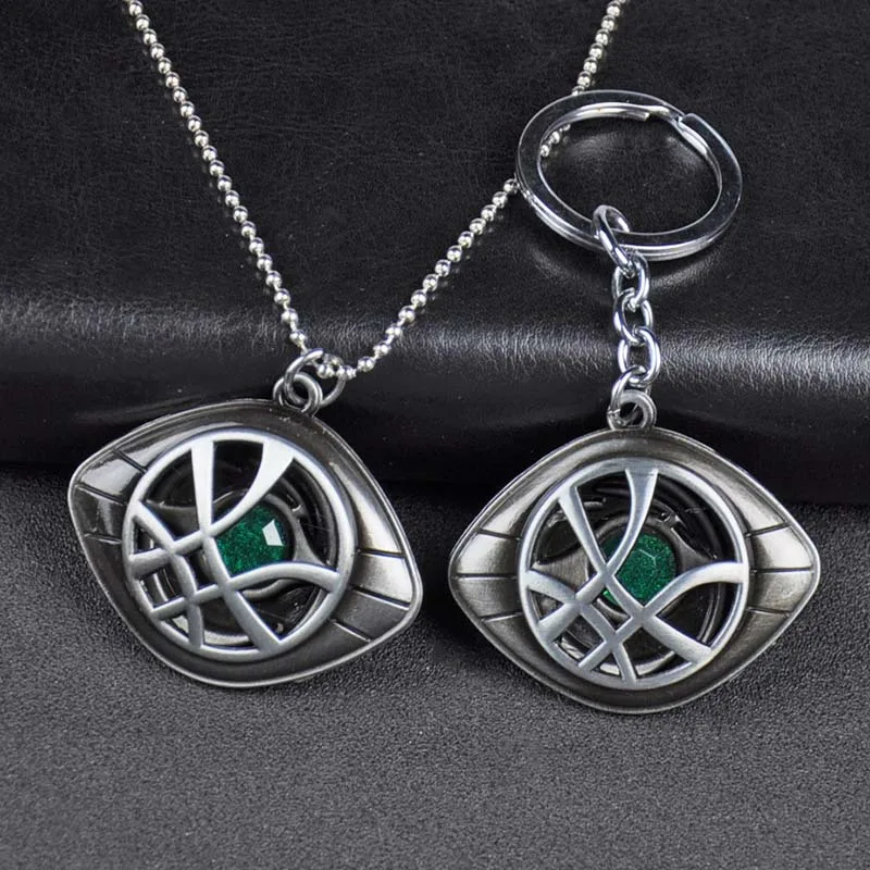 Мстители 3 металлические брелки логотип Доктор Стрэндж назад мото брелок для ключей в форме глаза ожерелье