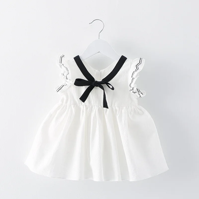 

2019 New Fashion Spring Summer Girls Dress Baby Girl Sleeveless Solid Color Bow Dress Clothes For 0-3Y