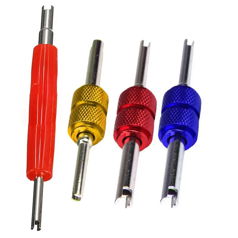 

4Pcs Dual Schrader Valve Core Remover Service AC System Car Truck Installer Tool