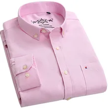 Новое поступление для мужчин Оксфорд спиннинг Slim fit платье рубашка мужской бизнес одноцветное рубашки с длинными рукавами Повседневное цв