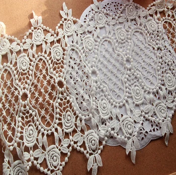 

3Yards Handmade DIY Clothing Accessories on A Single White Vintage Milk Silk Embroidery Lace 24cm Wide YN638