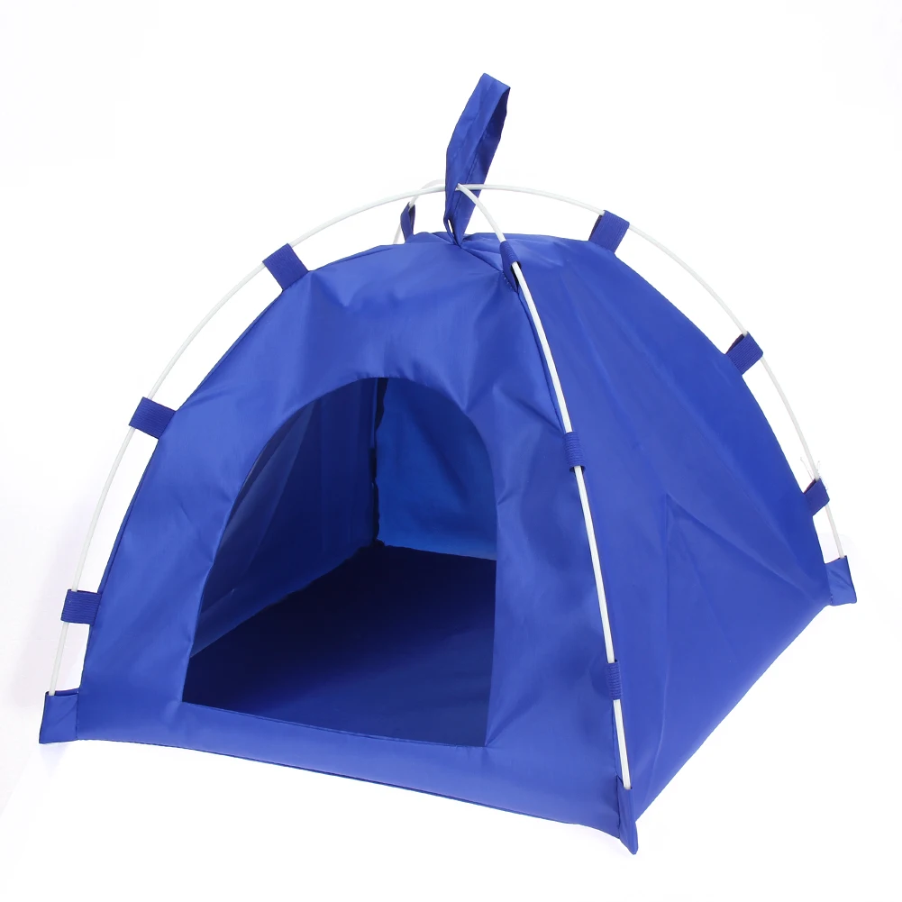 Водонепроницаемый Оксфорд Pet палатка дом игрушка для кошек и собак кровать коврик портативный складной лежак для питомца для маленьких средних собак снаряжение для путешествий - Цвет: Синий