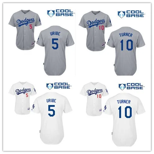 Stitched#5 Juan Uribe #10 Justin Turner jersey Los Angeles Dodgers jersey  authentic shirt Authentic Dodgers