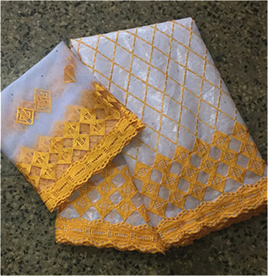 Бассейна riche getzner белый хлопок Базен brode getzner dentelle tissu Африканский Африканское парчовое ткань для женщин 5+ 2 двор/лот