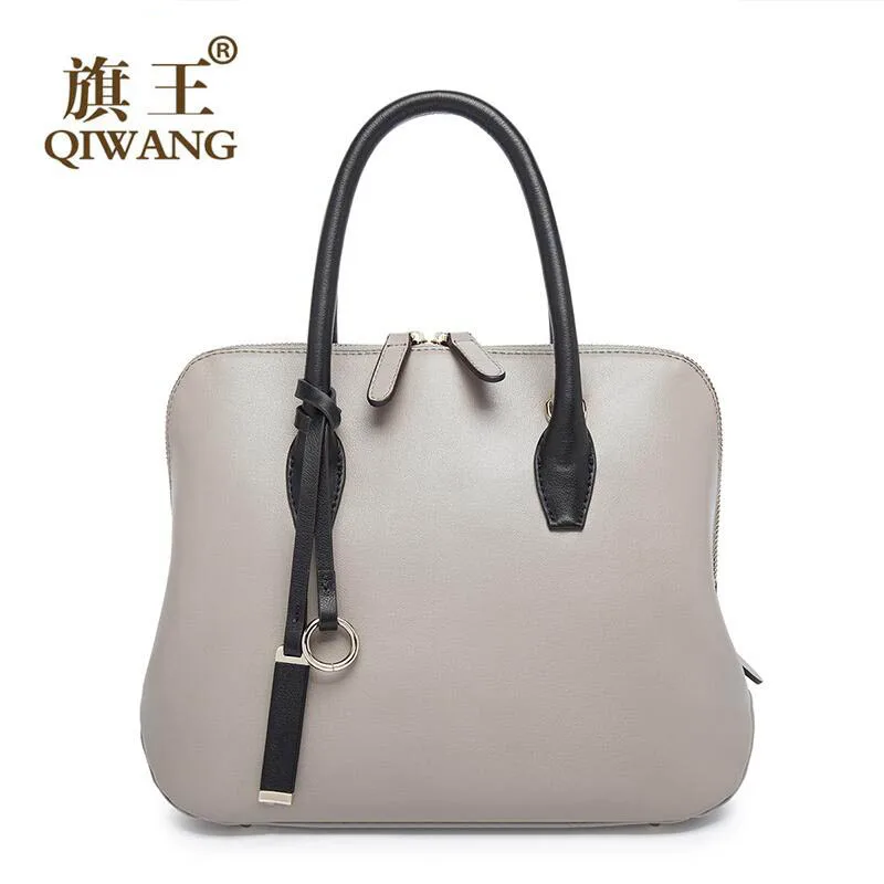

Women bag QIWANG 2017 new genuine leather bag fashion hit color quality women leather handbags shoulder messenger shell bag