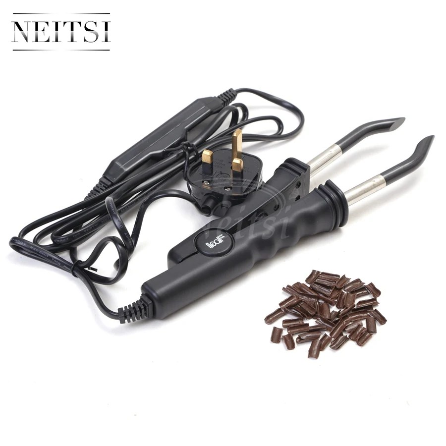 

Neitsi One Set Professional Hair Extensions Tools(1pc Black# Control Temperature Connector +50pcs Nail U Tips 3 Colors Option)