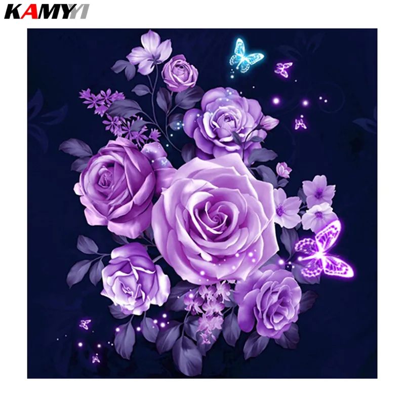 Huacan-Diamond-Embroidery-Flowers-Diamond-Painting-Cross-Stitch-Kits-Rose-Full-Square-Resin-Diamond-Mosaic-Home