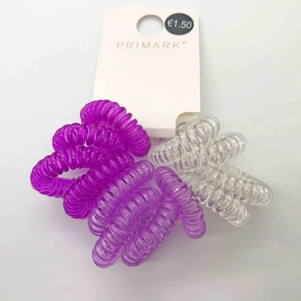 12 Pcs/ set curly ponytail holders twist phone wire shape elastic hair band plastic scrunchie