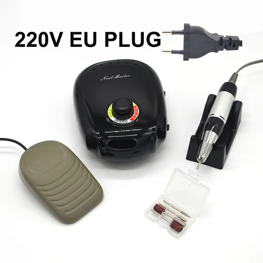 35000 об/мин Красивая Изысканная черная электрическая дрель для дизайна ногтей маникюрная машина с высокой удобностью использования для маникюрных инструментов JMD-303 - Цвет: EU plug
