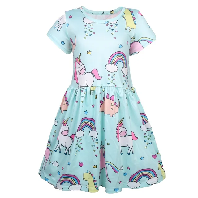 Little Girl Unicorn Dress Princess Rainbow Unicorn Dresses for Kids