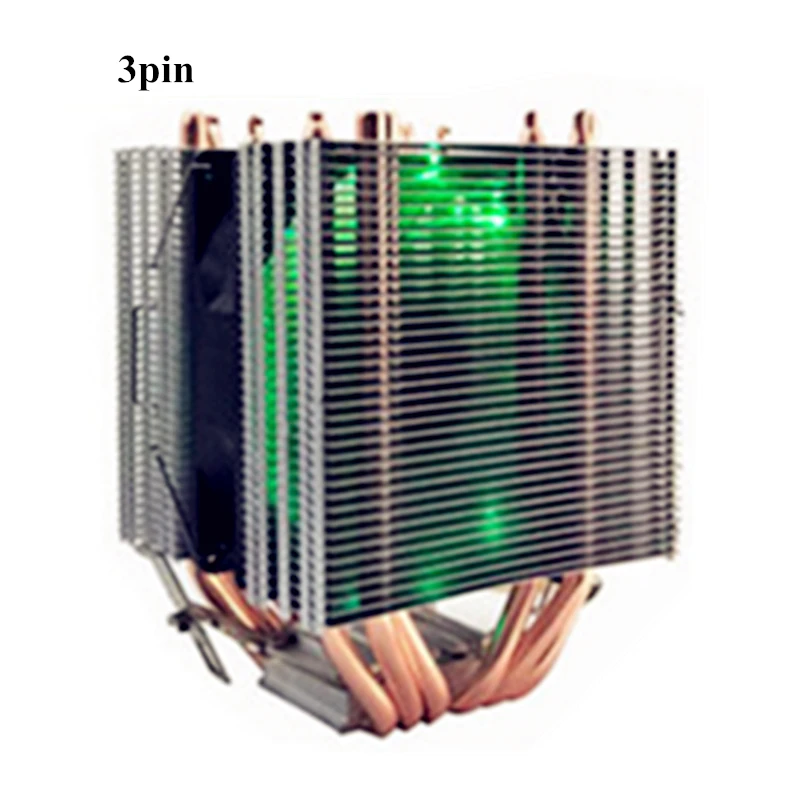 Для Intel LAG 1155 1156 775 для всех AMD светодиодный светильник кулер вентилятор 6 Heatpipe 3pin Dual Tower 12 V кулер охлаждения радиатора
