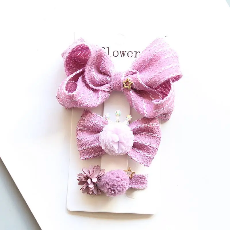 Бутик 12 комплектов ins модный симпатичный помпон Pom Tiaras Шпилька бант однотонный