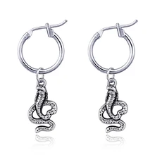 1 пара, панк, Европейская мода, стереоскопические маленькие серьги-кольца в виде змеи, цвет: старое серебро, крутые серьги в виде животных для женщин, E63-5